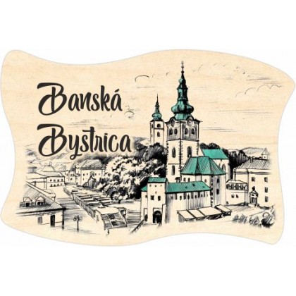 Magnetka drevená vlajka Banská Bystrica 05